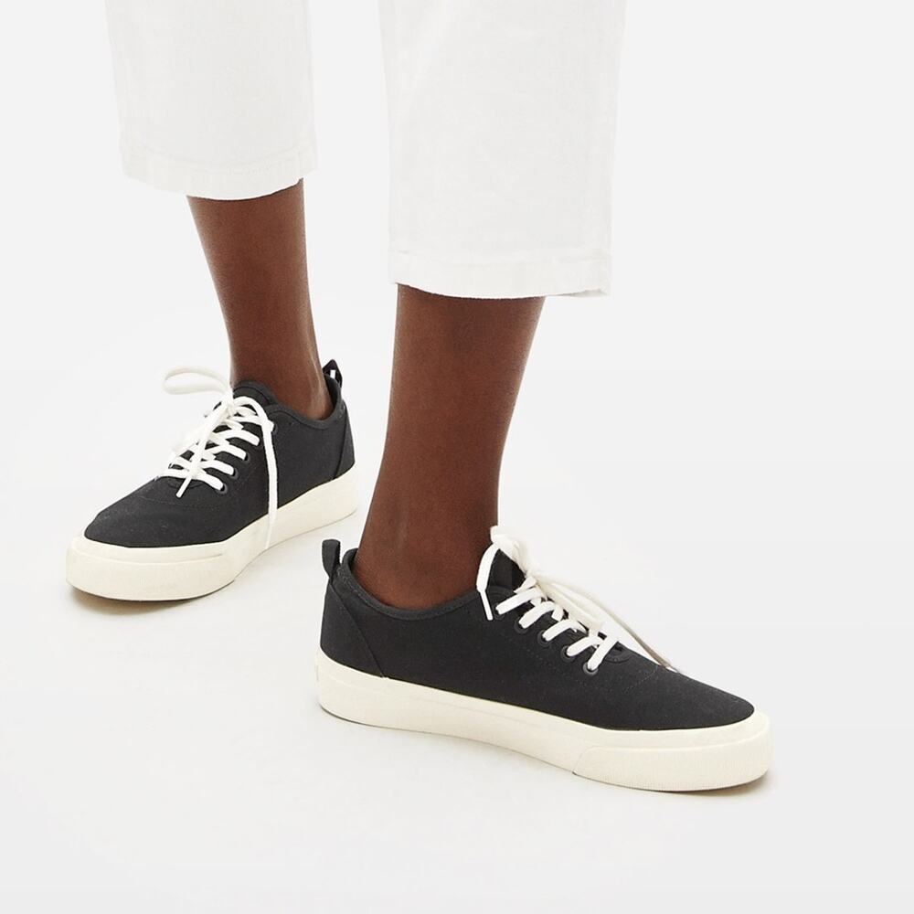 Everlane The Forever Black Lace Up Casual Canvas Sneakers Size 5.5